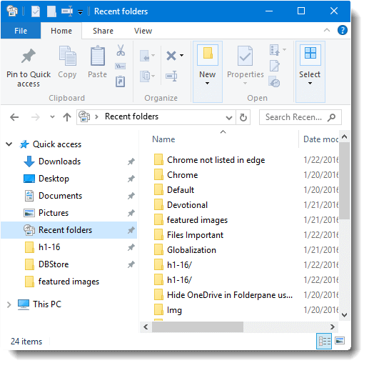 Removing Recent Items Windows Vista